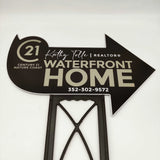 Black Arrow Yard Sign "Waterfront Home"