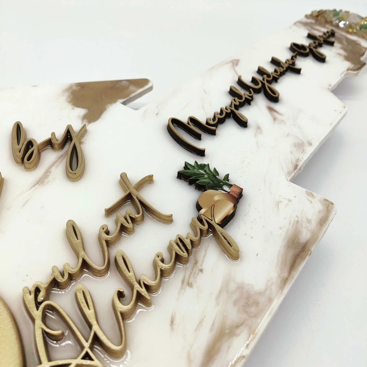 Key Shaped Sign made with White Epoxy Resin «Sold by»