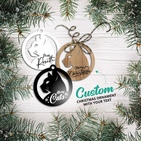 Personalized Merry Christmas Ornament Cats