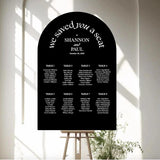 Elegant Slate Arch Seating Chart for Weddings and Events Black "We saved you a seat"