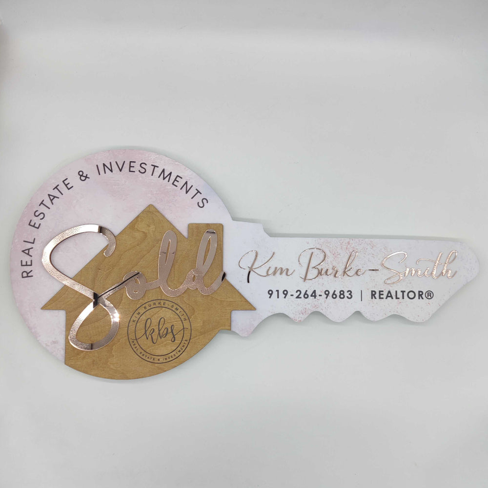 Girlish Round Key Sign with Rose Gold Text