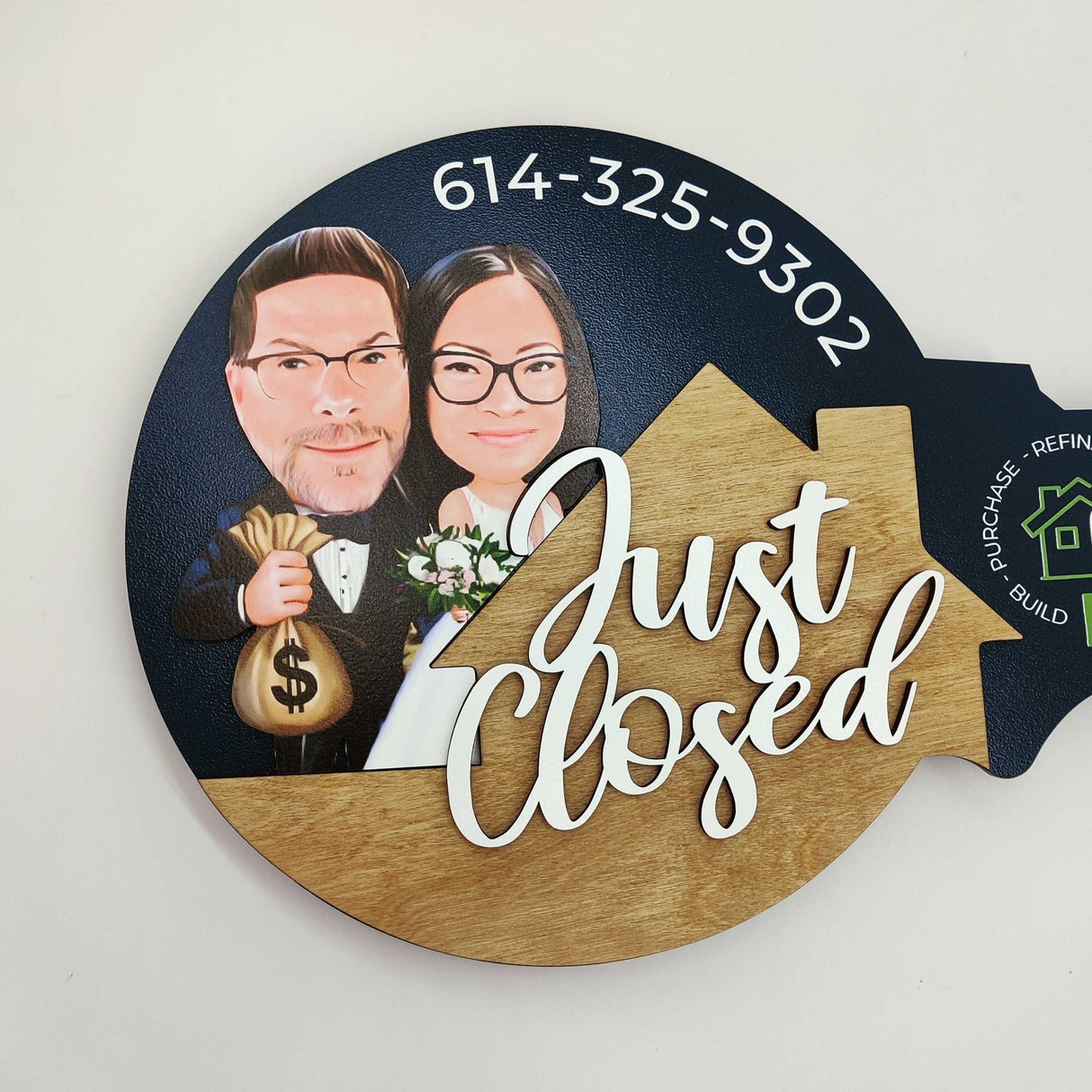 Custom Key Shaped Prop Realtor Sign «Just Closed» - Real Estate Store