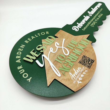 Custom Key Shaped Prop Realtor Sign "Said YES to the..." - Real Estate Store