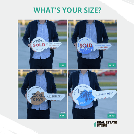 Custom Key Shaped Prop Realtor Sign «Sold» - Real Estate Store