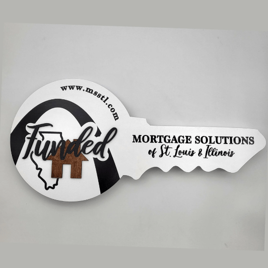Store Keys Sign Custom Round Shaped Key Sign «Funded By» with Logo – Real Estate Store