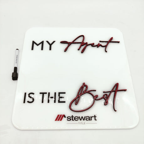 Dry Erase Square Shaped Rectangle Sign «My Agent is The Best» - Real Estate Store