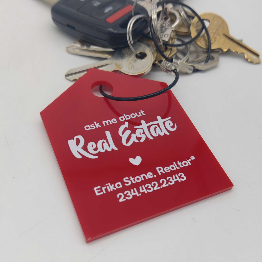 Custom Red House Key Chain for Realtor