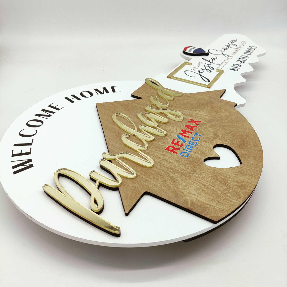 Custom Round Key Shaped Prop Realtor Sign