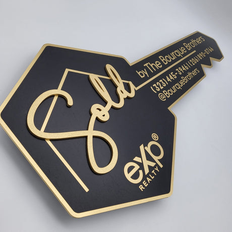 Hexagon Key with Gold Outline - Real Estate Store