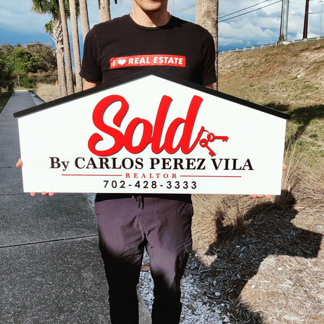 House Shaped Sold House Sign - Real Estate Store