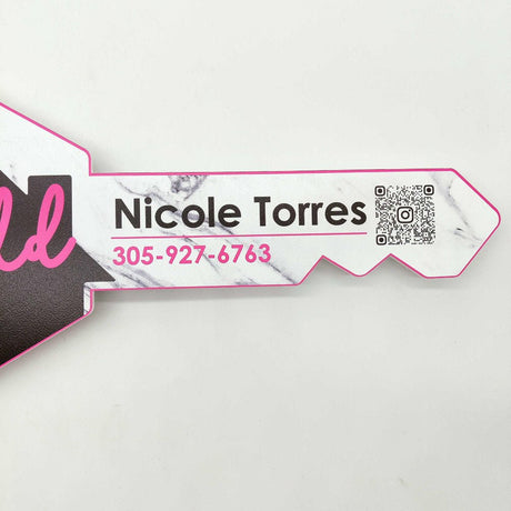 Key Shaped Berry Pink Sold Sign - Real Estate Store