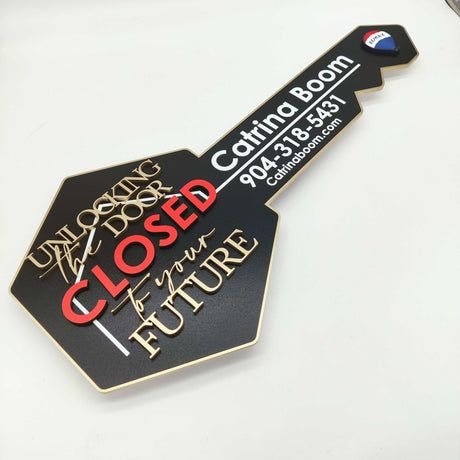 Key Shaped Closed Sign - Real Estate Store