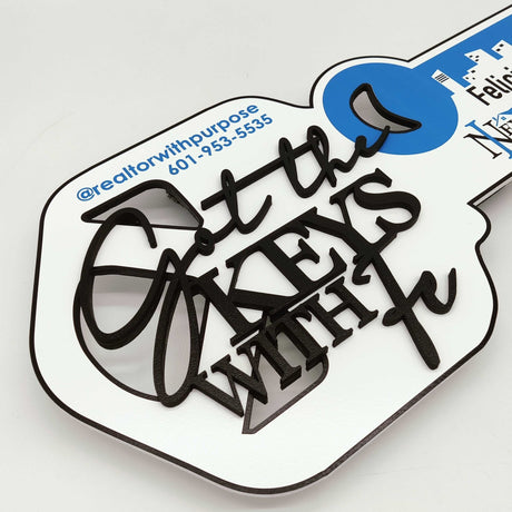 Key Shaped «Got the keys»‎ Modern Key Sign for Realtors - Real Estate Store