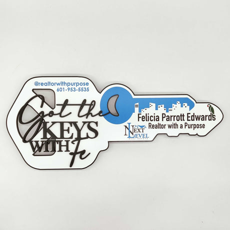 Key Shaped «Got the keys»‎ Modern Key Sign for Realtors - Real Estate Store