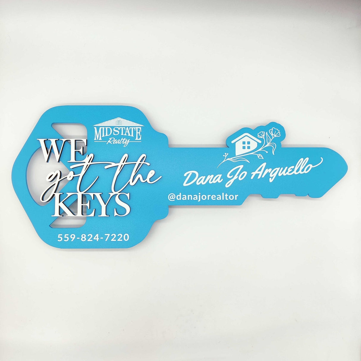 Key Shaped Oasis Blue Modern Key Sign - Got The Keys - Real Estate Store