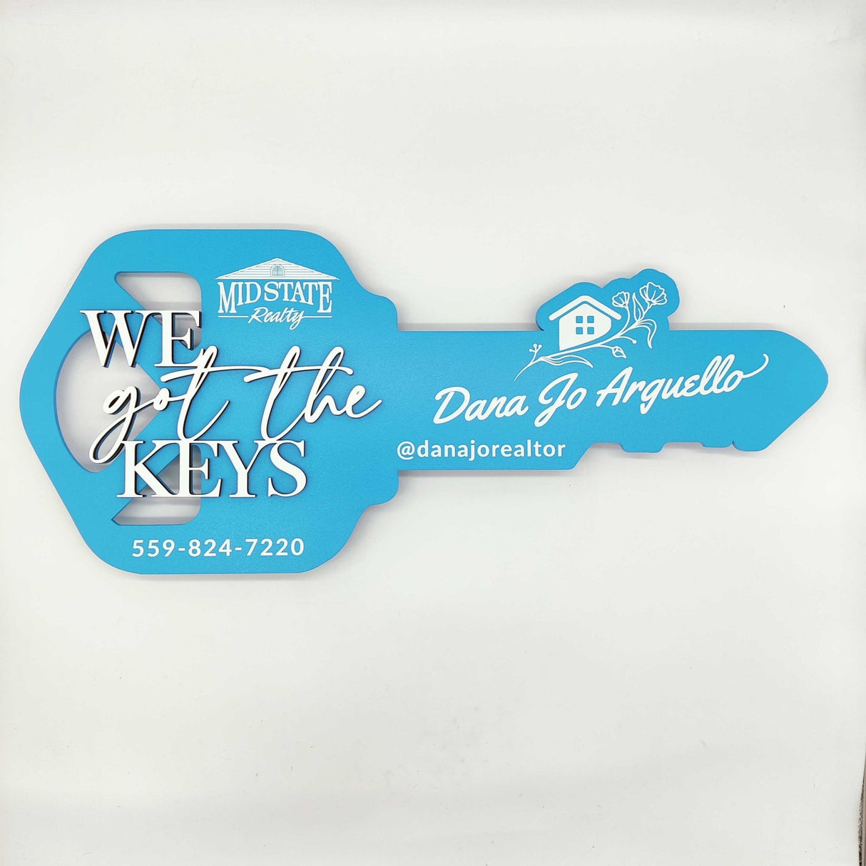 Key Shaped Oasis Blue Modern Key Sign - Got The Keys - Real Estate Store