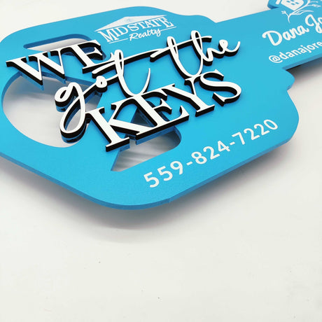 Key Shaped Oasis Blue Modern Key Sign - Got The Keys - Real Estate Store