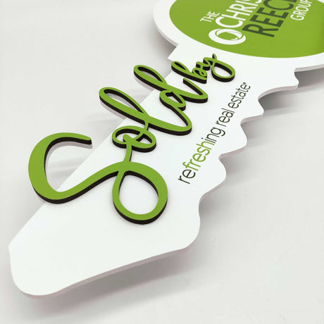 Key Shaped Prop Realtor Sign «Sold by» - Real Estate Store