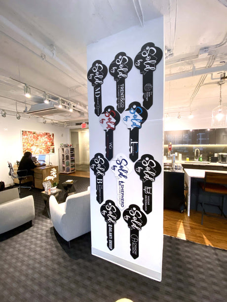 Key Shaped Props Classic Key Sign with Sold By in Red - Real Estate Store