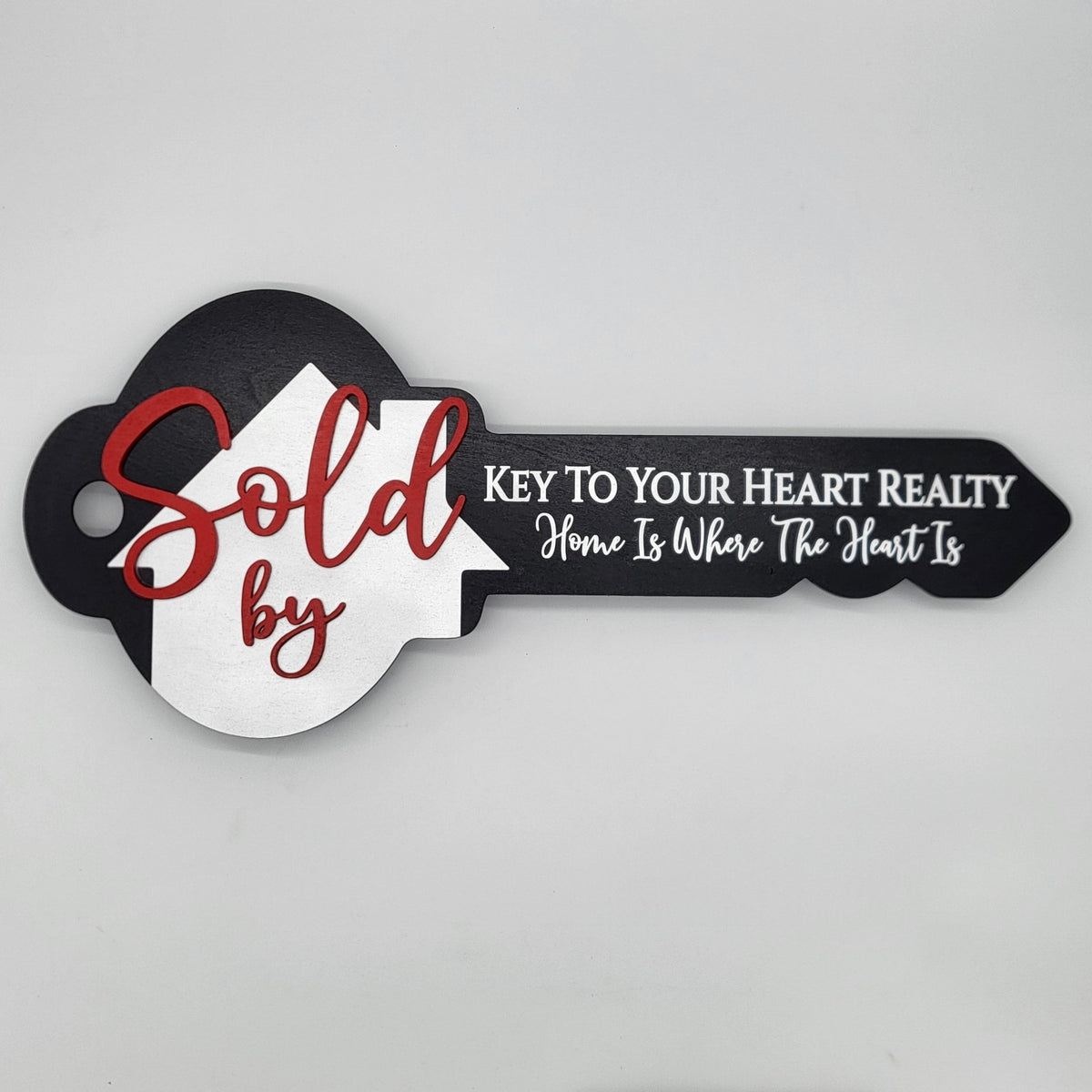 Key Shaped Props Classic Key Sign with Sold By in Red – Real Estate Store
