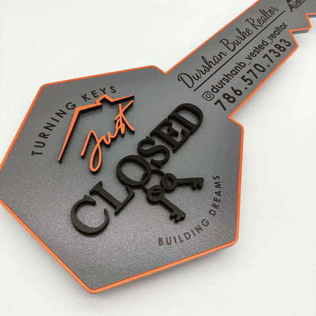 Key Shaped Props Just Closed Realtor Sign - Real Estate Store