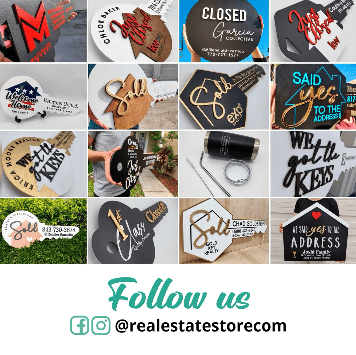 Key Shaped Props Just Closed Realtor Sign - Real Estate Store