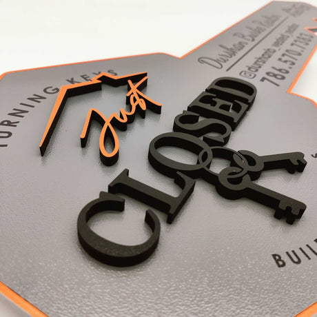 Key Shaped Props Just Closed Realtor Sign - Real Estate Store