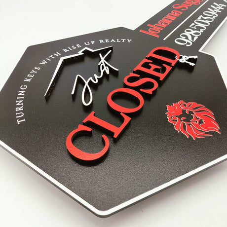 Key Shaped Props Just Closed Sign - Real Estate Store