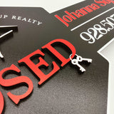 Key Shaped Props Just Closed Sign - Real Estate Store