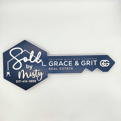 Key Shaped Props Sold by ,,your name,, Realtor Sign - Real Estate Store