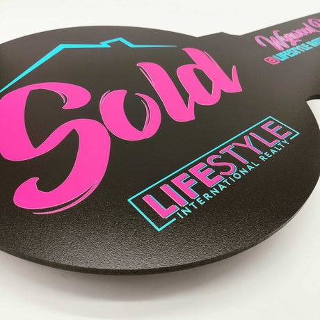 Key Shaped Props «Sold»‎ Printed Realtor Sign - Real Estate Store