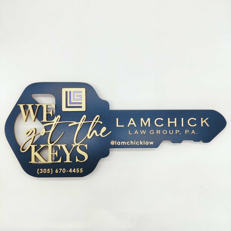 Key Shaped Props We got the keys Navy Blue Sign - Real Estate Store