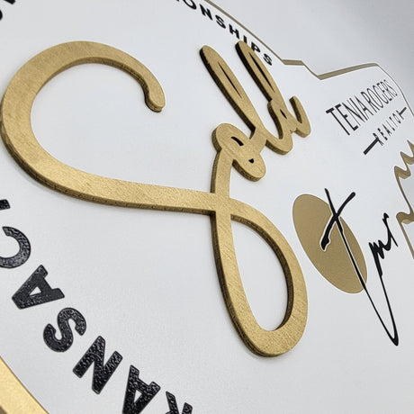 Key Shaped Realtor Round White Key Sign with Outline - Real Estate Store