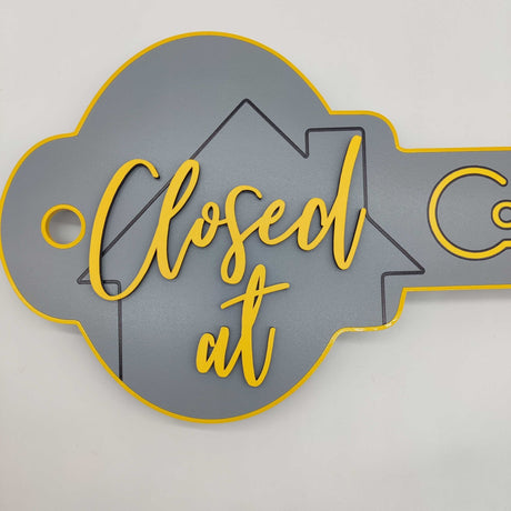 Key Shaped SIgn "Closed at" - Real Estate Store