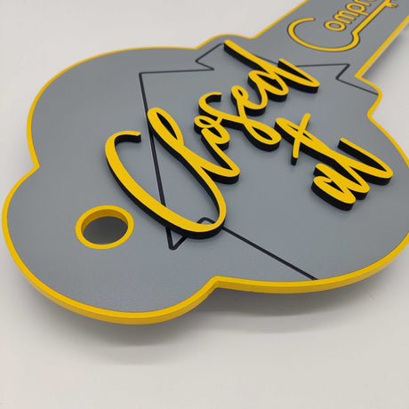 Key Shaped SIgn "Closed at" - Real Estate Store