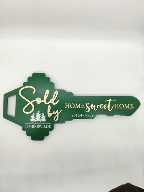 Key Shaped Sign Hunter Green Weslock «Sold» - Real Estate Store