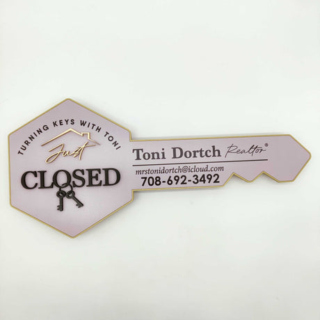 Key Shaped Sign «Just Closed» - Real Estate Store