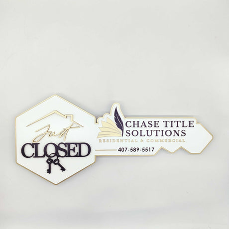 Key Shaped Sign Just Closed - Real Estate Store