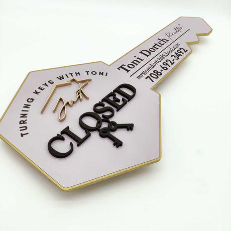 Key Shaped Sign «Just Closed» - Real Estate Store
