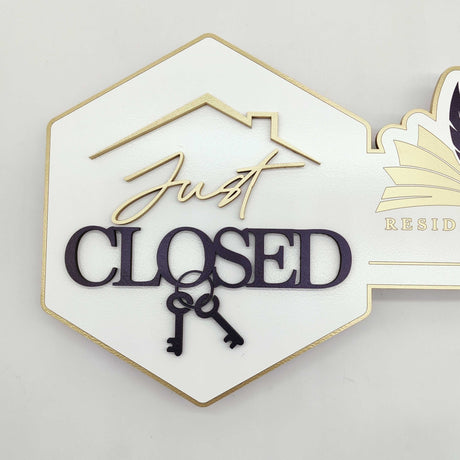 Key Shaped Sign Just Closed - Real Estate Store