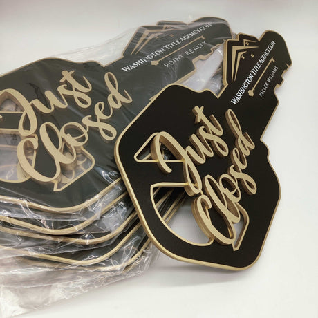 Key Shaped Sign "Just Closed" - Real Estate Store