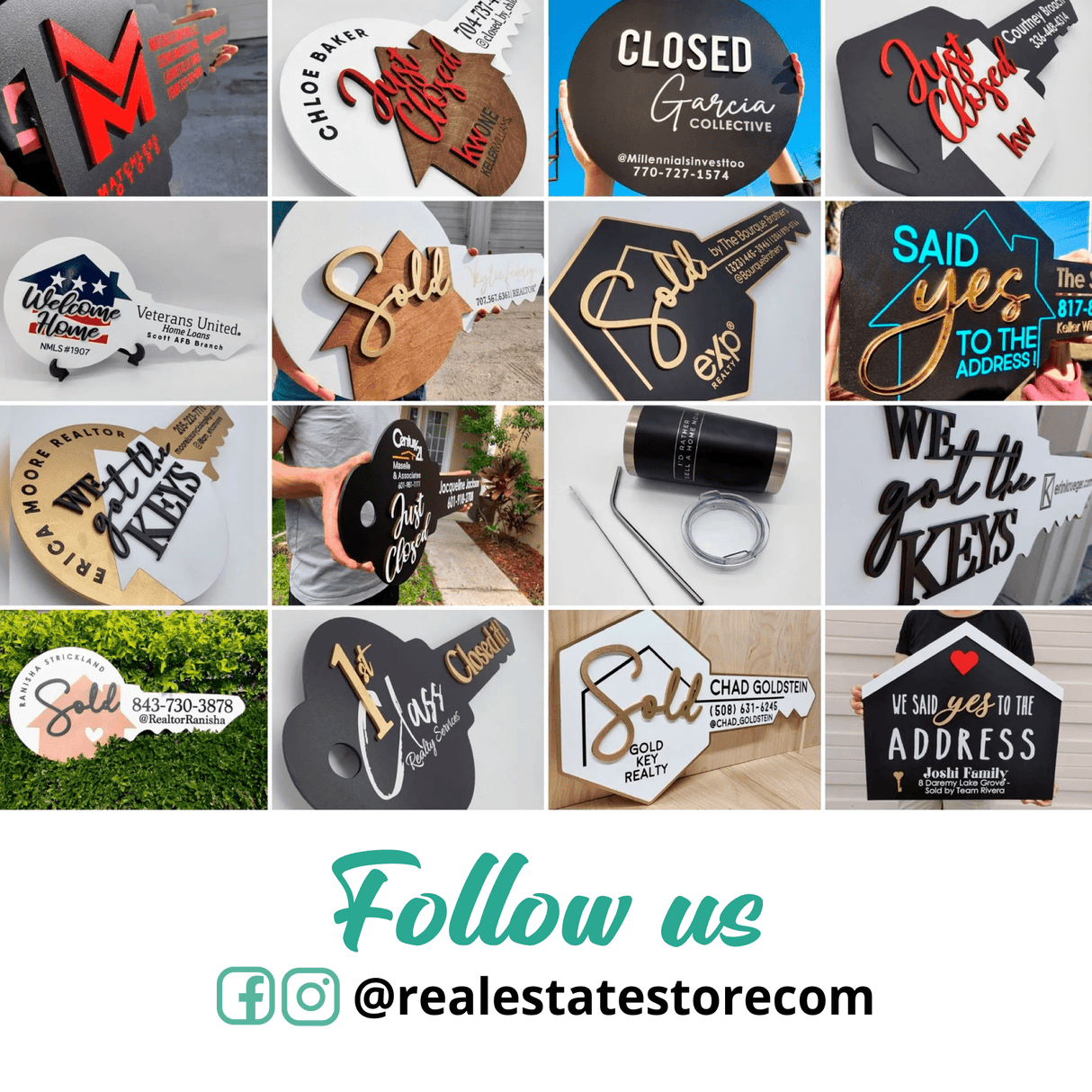 Key Shaped Sign «Just Closed» - Real Estate Store