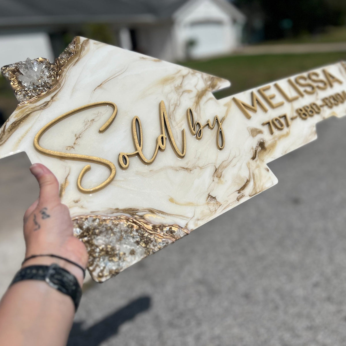 Key Shaped Sign made with White Epoxy Resin 