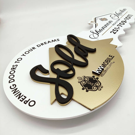 Key Shaped Sign "Sold" - Real Estate Store