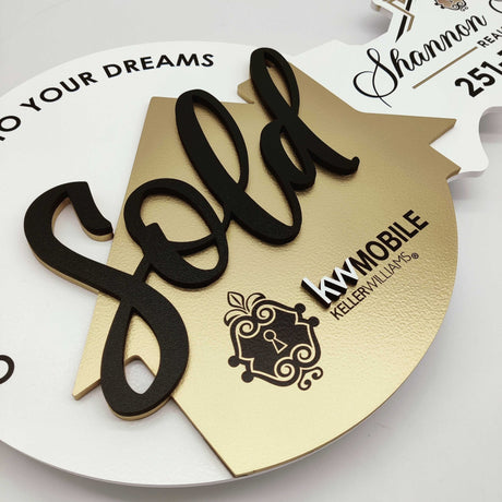 Key Shaped Sign "Sold" - Real Estate Store