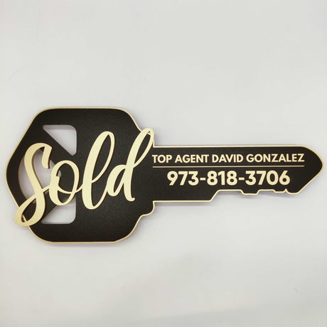 Key Shaped Sign "Sold" - Real Estate Store