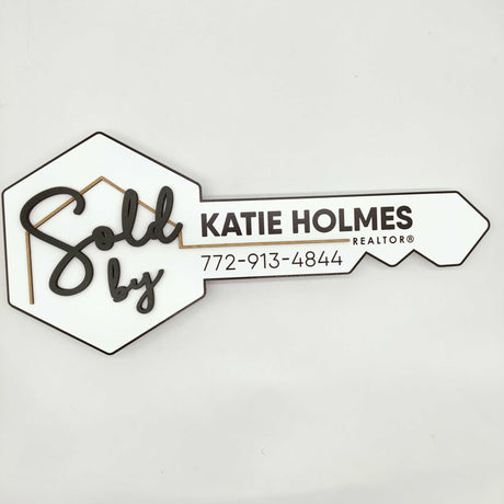 Key Shaped Sign «Sold by» - Real Estate Store