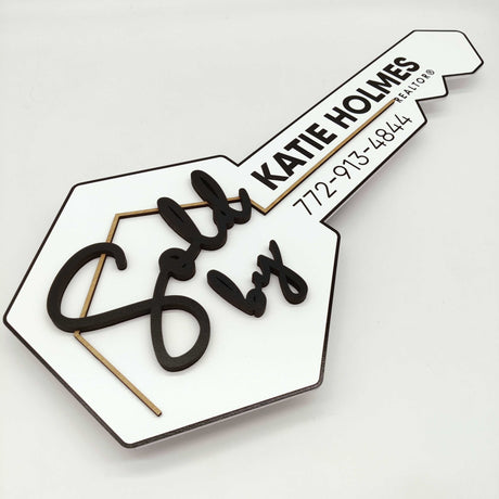 Key Shaped Sign «Sold by» - Real Estate Store