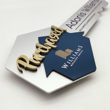 Key Shaped Sign"Purchased" - Real Estate Store