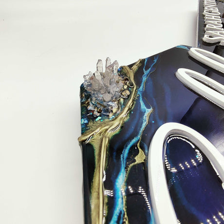 Navy Blue Key Shaped Prop Sign made with Epoxy Resin - Real Estate Store